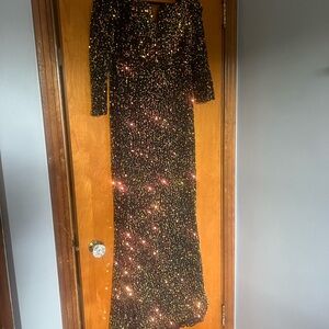 Sequin Maxi Dress - Black and Gold